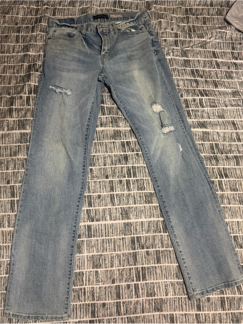 Aeropostale Light Blue Distressed Straight Leg Jeans